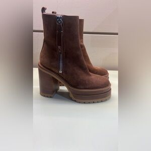 AGL Brown Heeled Boots with Chunky Platform